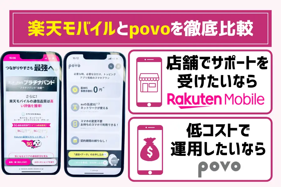 楽天モバイルとpovoを徹底比較【最新】どっちがいい？おすすめな人まとめ