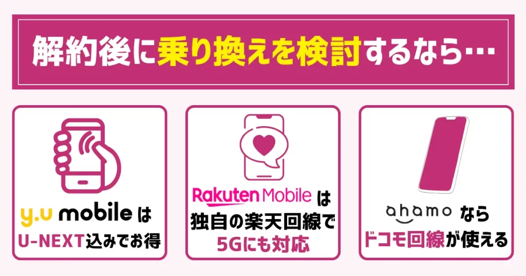 UQモバイルの解約後に乗り換えを検討したいサービス