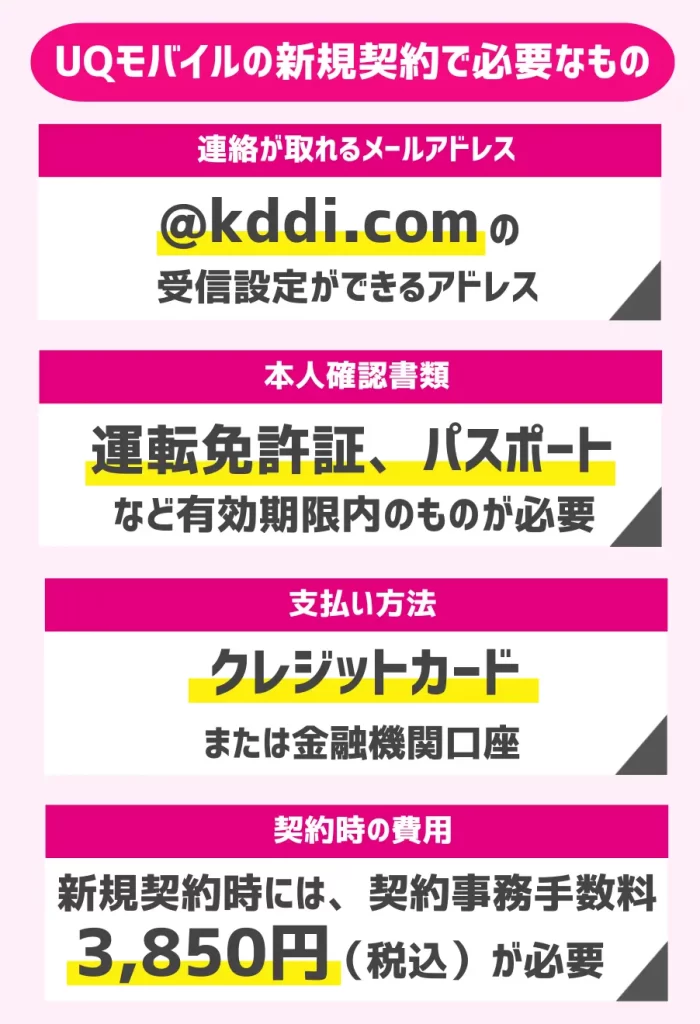 【オンラインで手続き】UQモバイルの新規契約で必要なもの