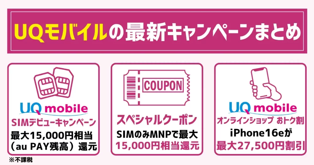 【最新】UQモバイルの最新キャンペーンまとめ!新規契約・乗り換えがお得