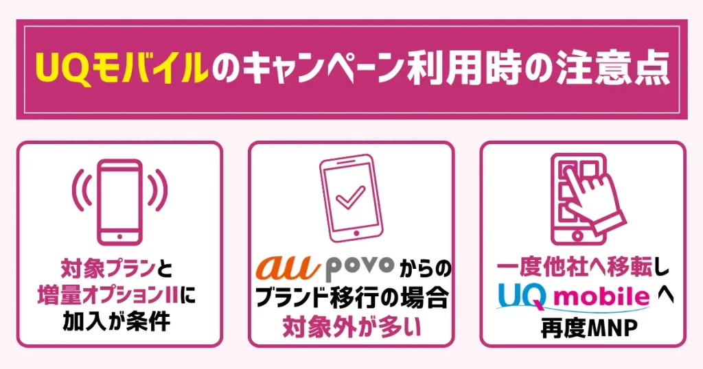 UQモバイルのキャンペーン利用時の注意点