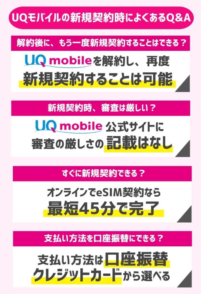 UQモバイルの新規契約時によくあるQ&A