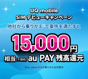 SIMデビューキャンペーン 15,000円